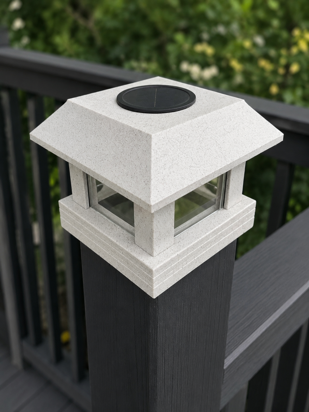 Classic Square 4.5-Inch Solar Post Cap Light – Marble