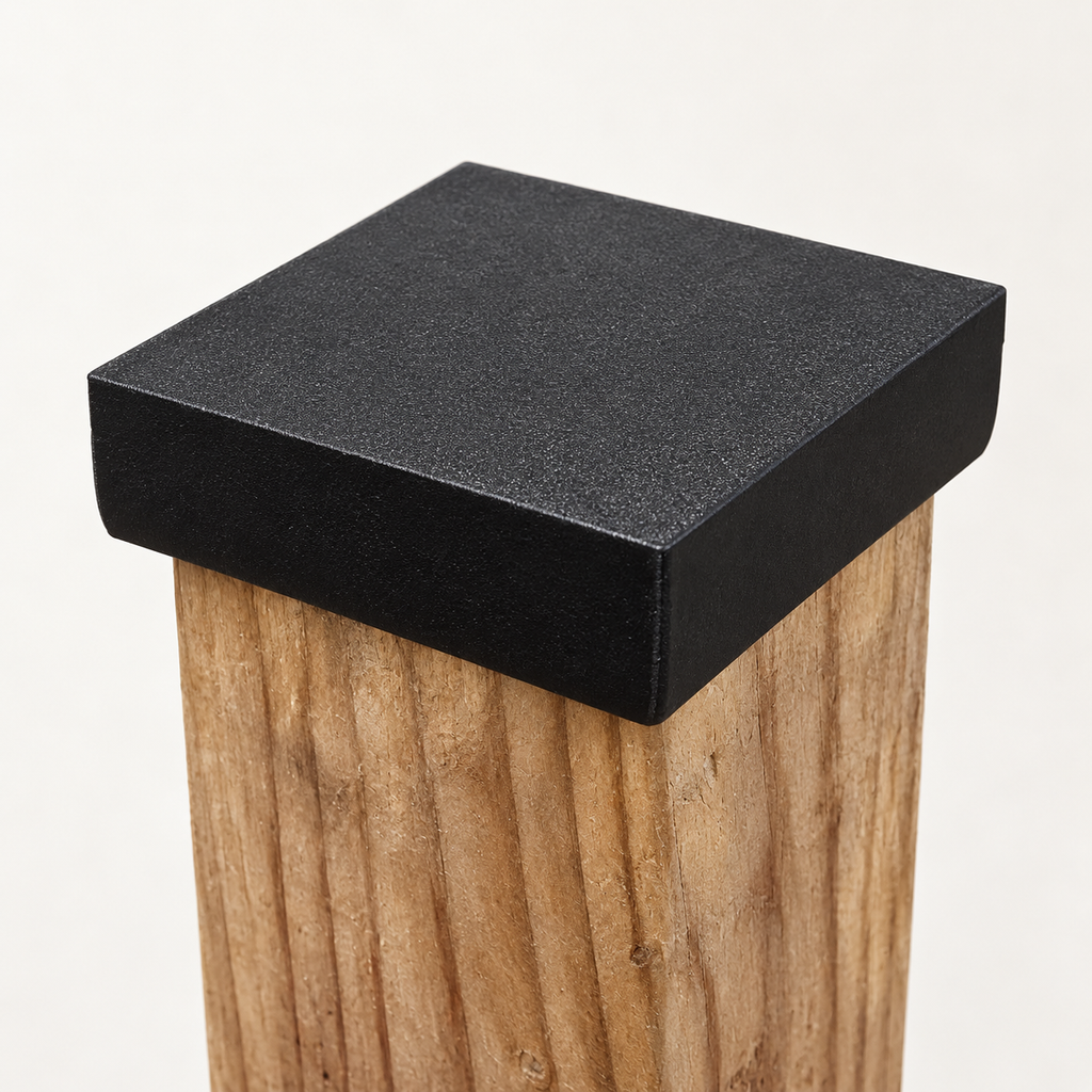 Black plain post cap showing top and side detail