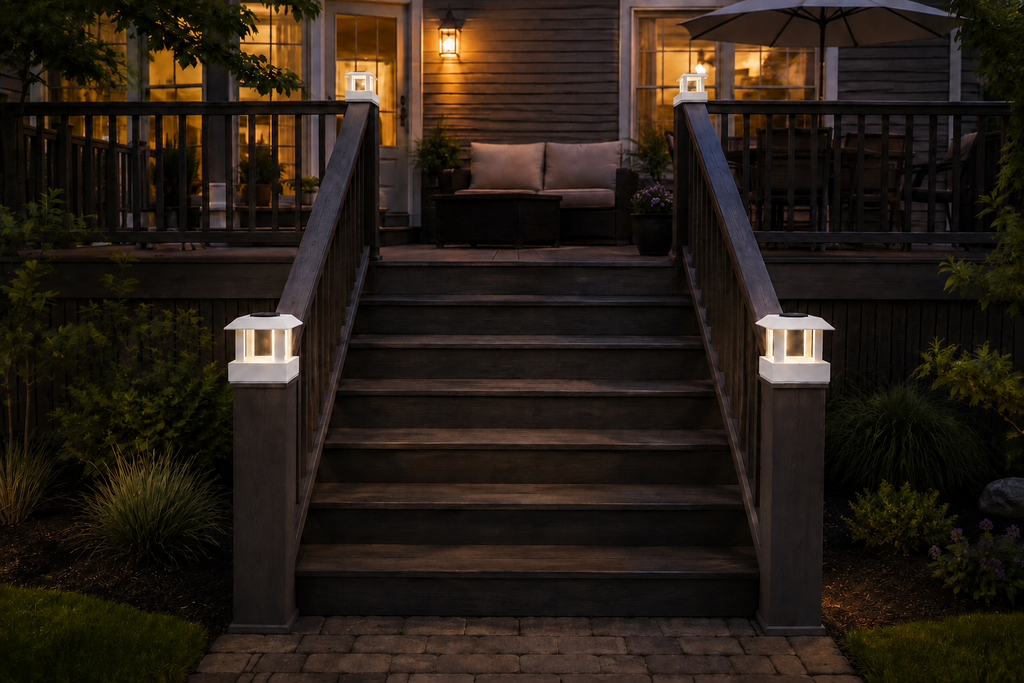 Classic Square 4.5-Inch Low-Profile Roof Solar Post Cap Light – White
