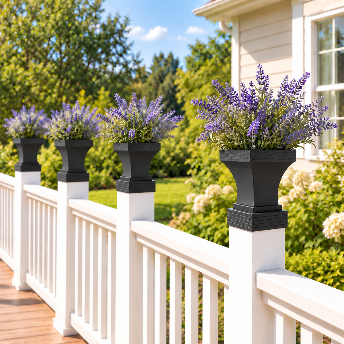 4x4 Post Cap Planter – Black – Brick Base