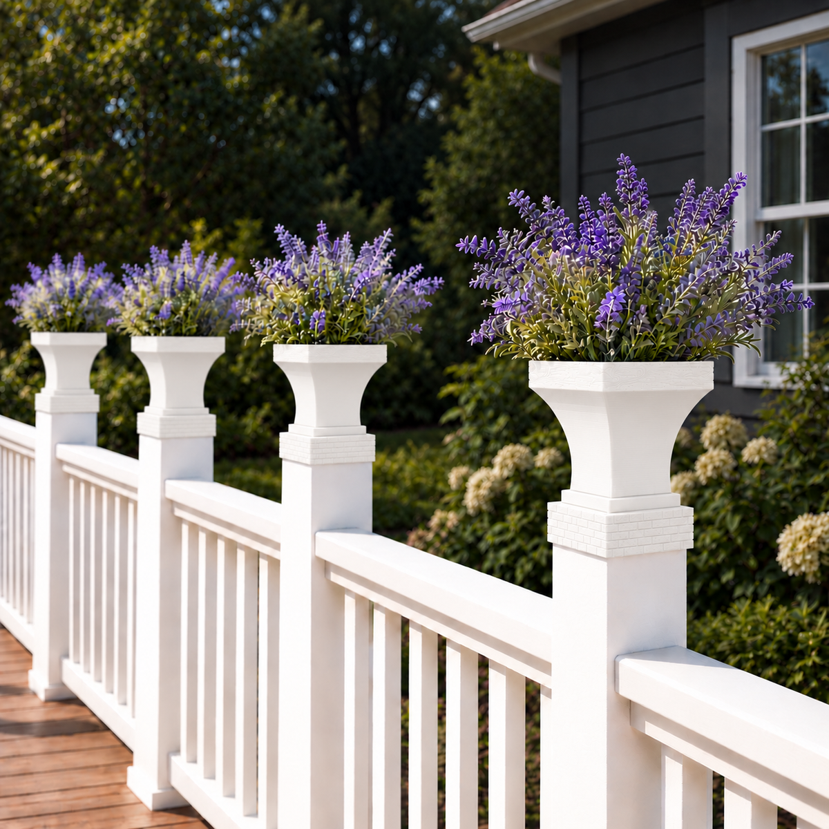 4x4 Post Cap Planter – White – Brick Base