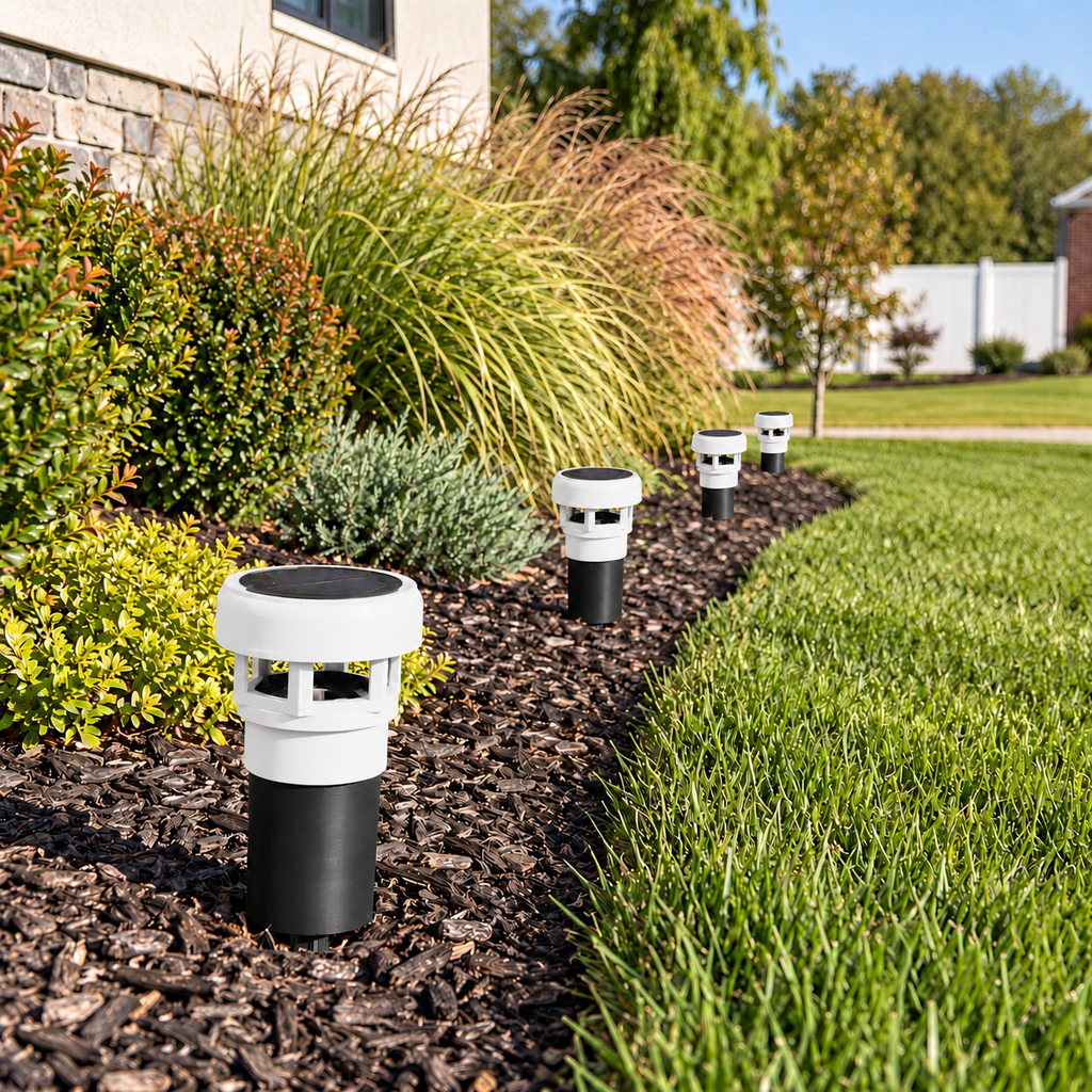 Decorative Solar LED Landscape Light with 3-Inch Riser – White