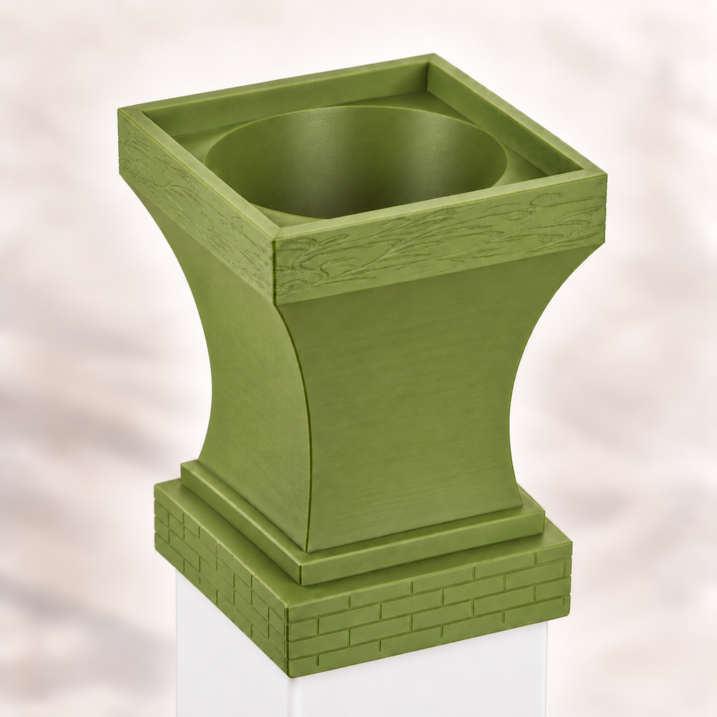 4x4 Post Cap Planter – Natural Green – Brick Base - 4x4 Post Size