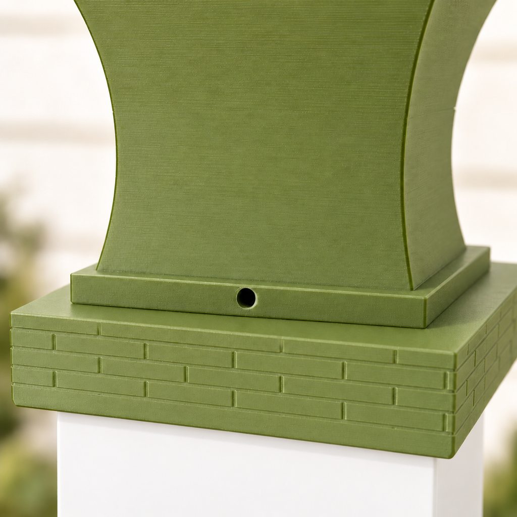 6x6 Post Cap Planter – Natural Green – Brick Base 6x6 Post Size