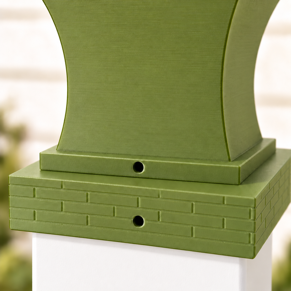 4x4 Post Cap Planter – Natural Green – Brick Base - 4.5x4.5 Post Size
