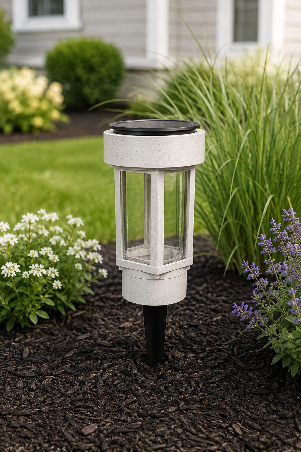 Decorative Clear Glass LED Solar Landscape Light – Marble