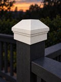 4×4 Post Cap – High Roof with Brick Base – Marble – Fits 3.5″ Posts