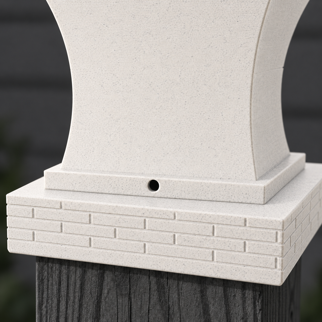 6x6 Post Cap Planter – Marble – Brick Base 5.5x5.5 Post Size