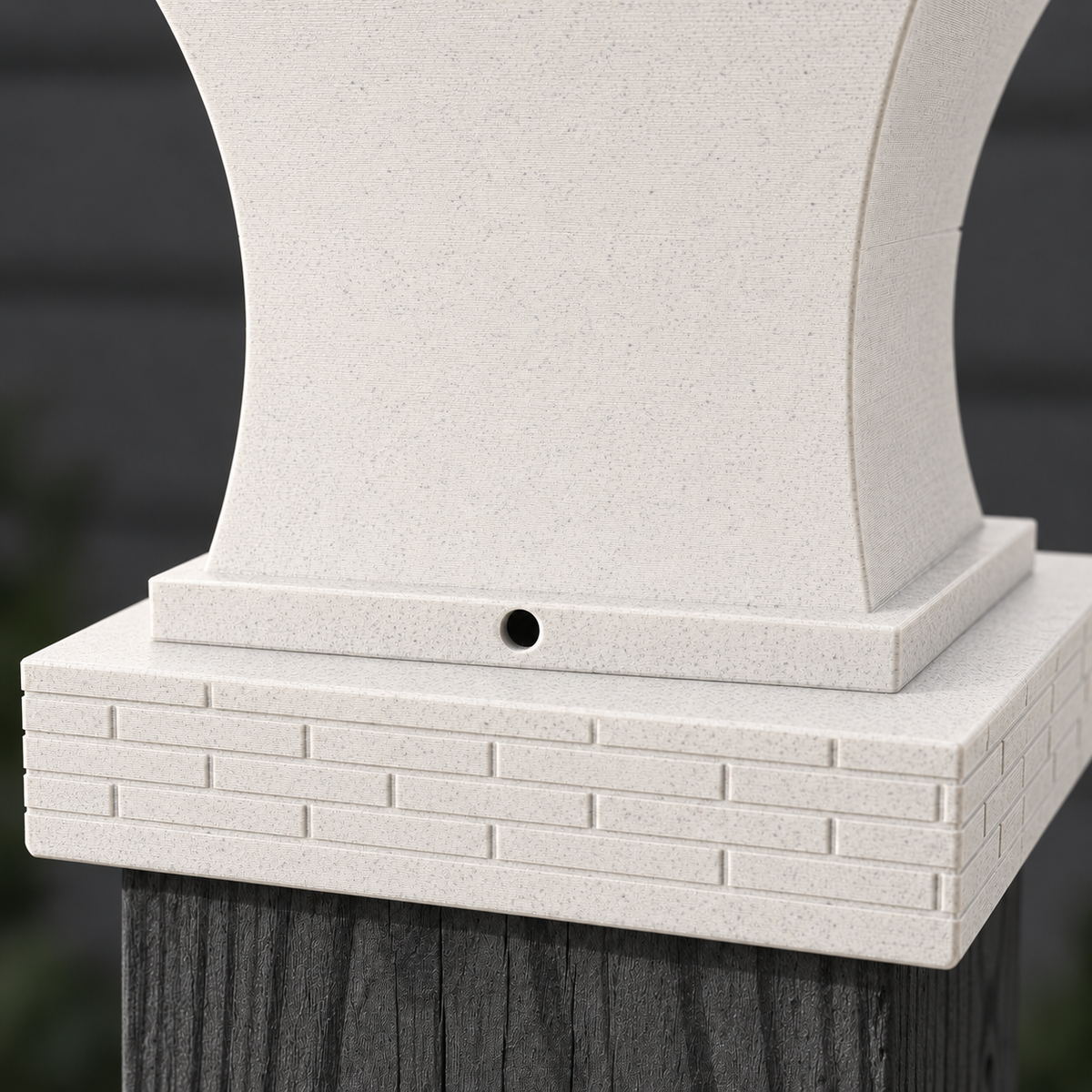 6x6 Post Cap Planter – Marble – Brick Base 5.5x5.5 Post Size