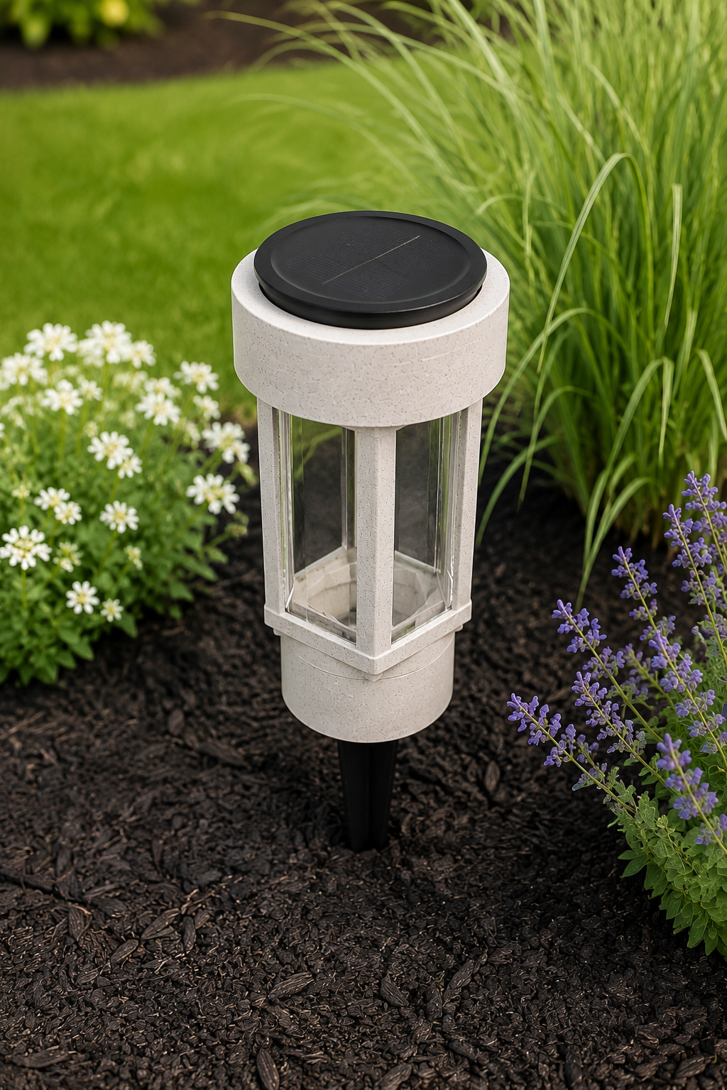 Decorative Clear Glass LED Solar Landscape Light – Marble
