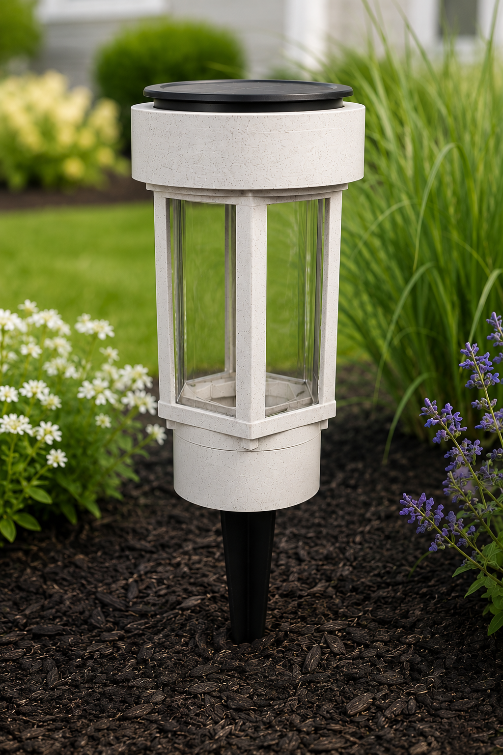 Decorative Clear Glass LED Solar Landscape Light – Marble