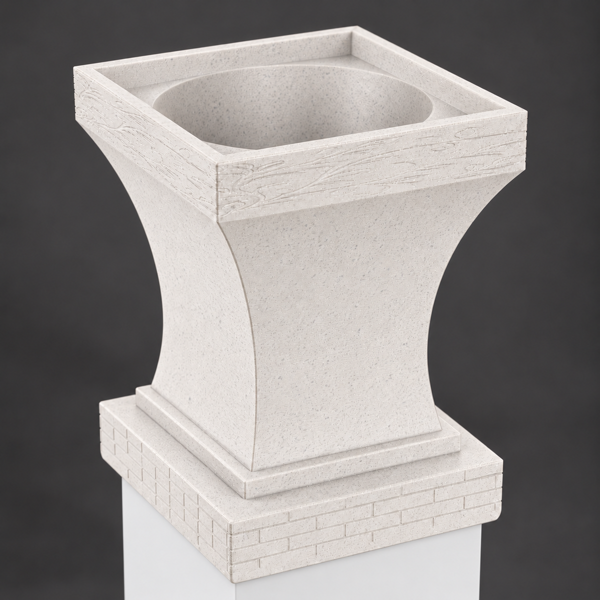 6x6 Post Cap Planter – Marble – Brick Base 6x6 Post Size