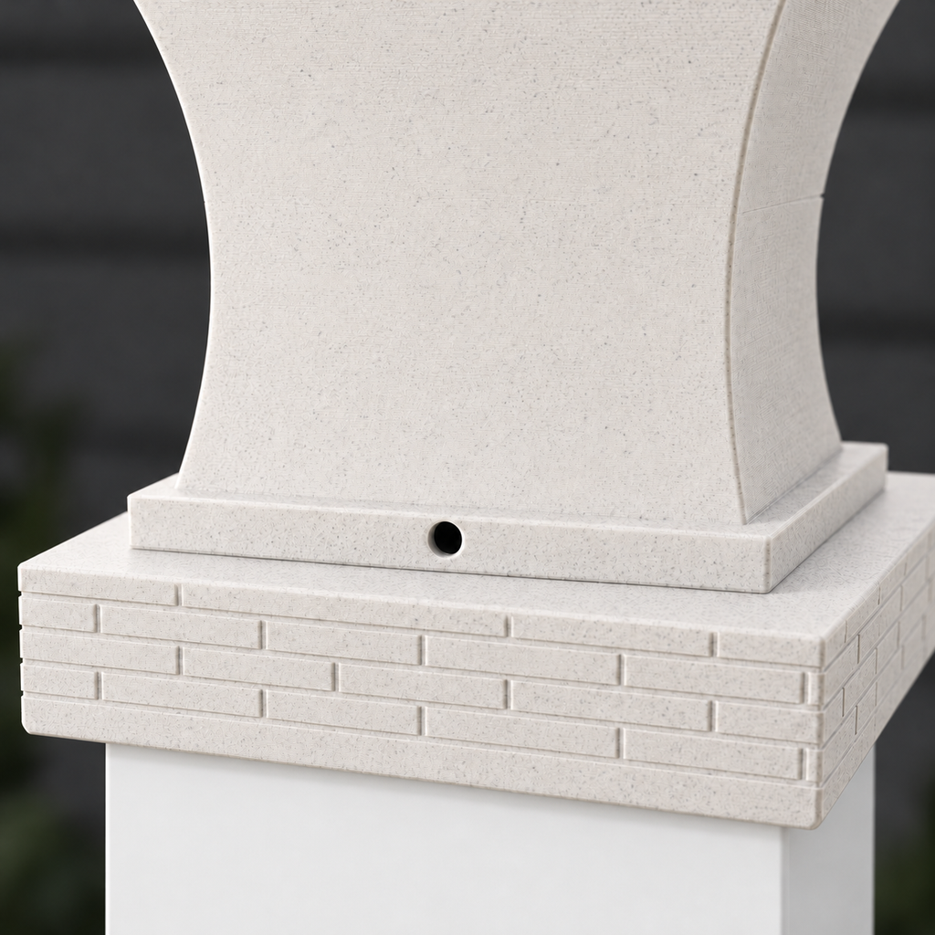 6x6 Post Cap Planter – Marble – Brick Base 6x6 Post Size