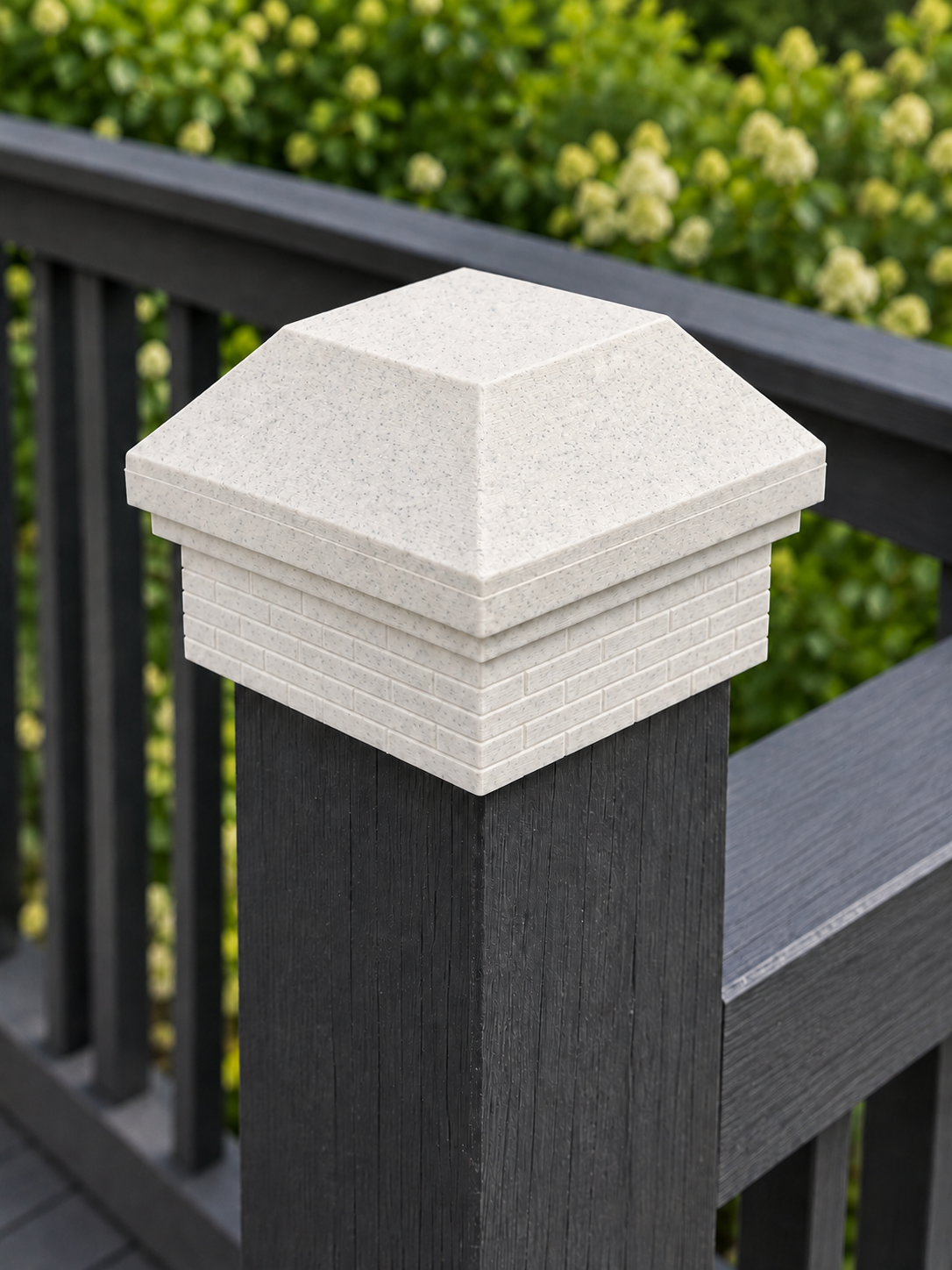 4×4 Post Cap – High Profile Roof with Brick Base – Marble – Fits 4.5″ Posts