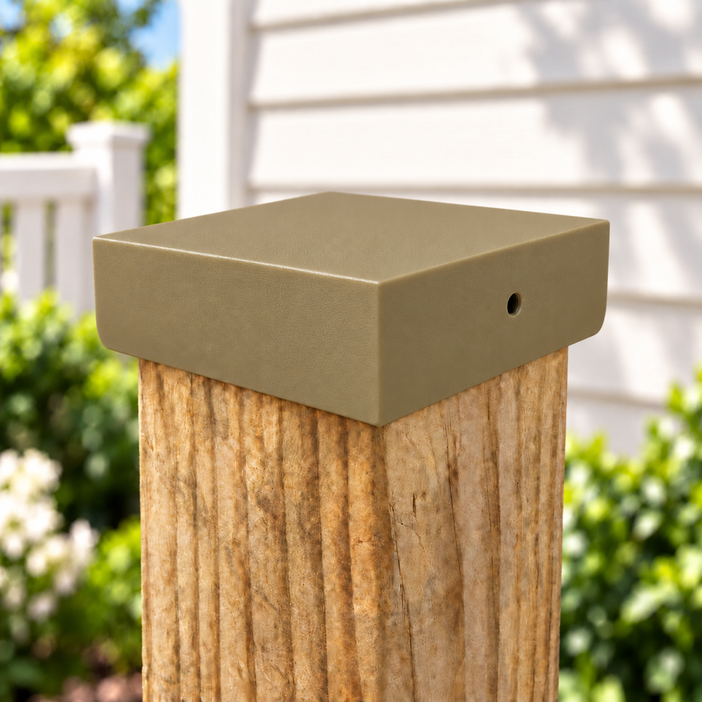 4×4 Plain Post Cap – Olive Brown – Fits 3.5″ Posts
