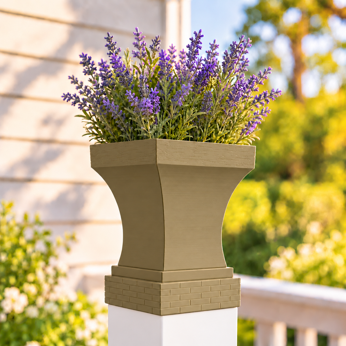 4x4 Post Cap Planter – Olive Brown – Brick Base - 4x4 Post Size