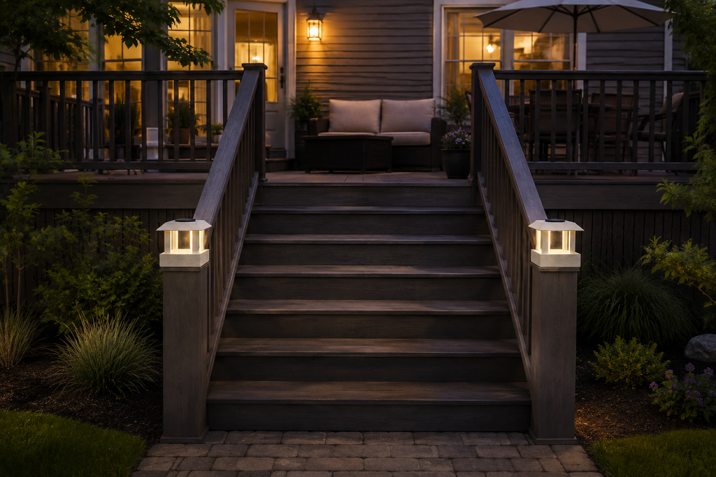 Classic Square 4.5-Inch Low-Profile Roof Solar Post Cap Light – Marble