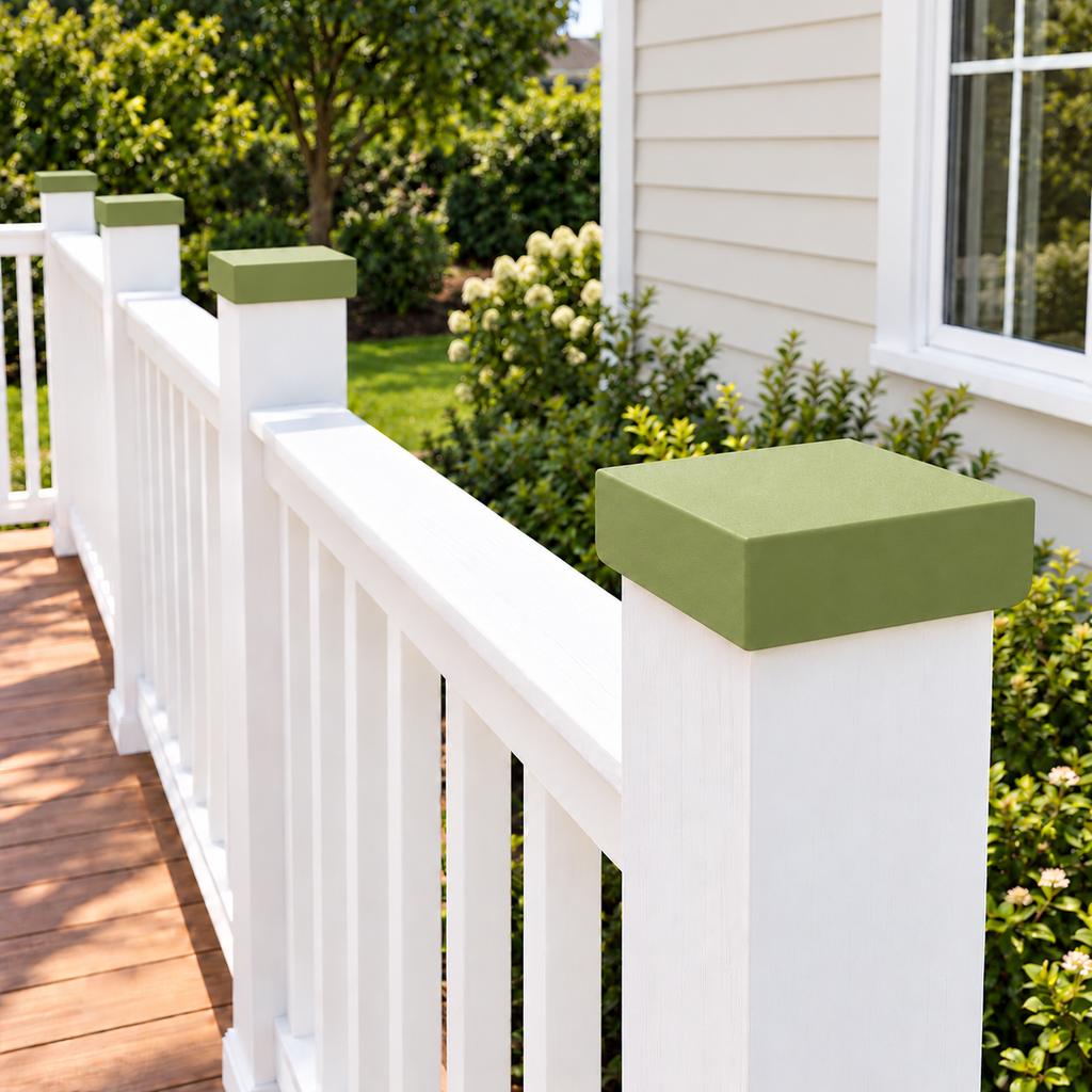 4×4 Plain Post Cap – Natural Green – Fits 3.5″ Posts