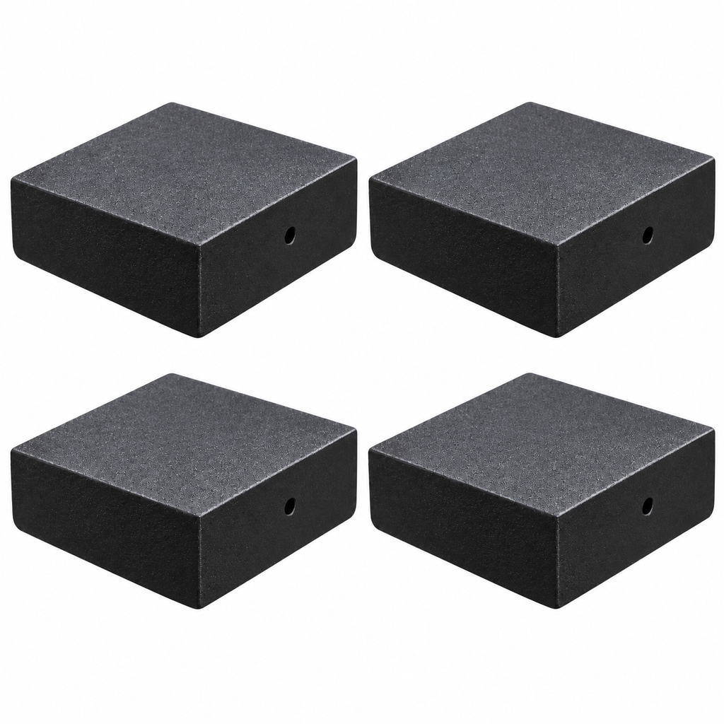 Four black plain ASA post caps for 3.5 by 3.5 inch actual posts