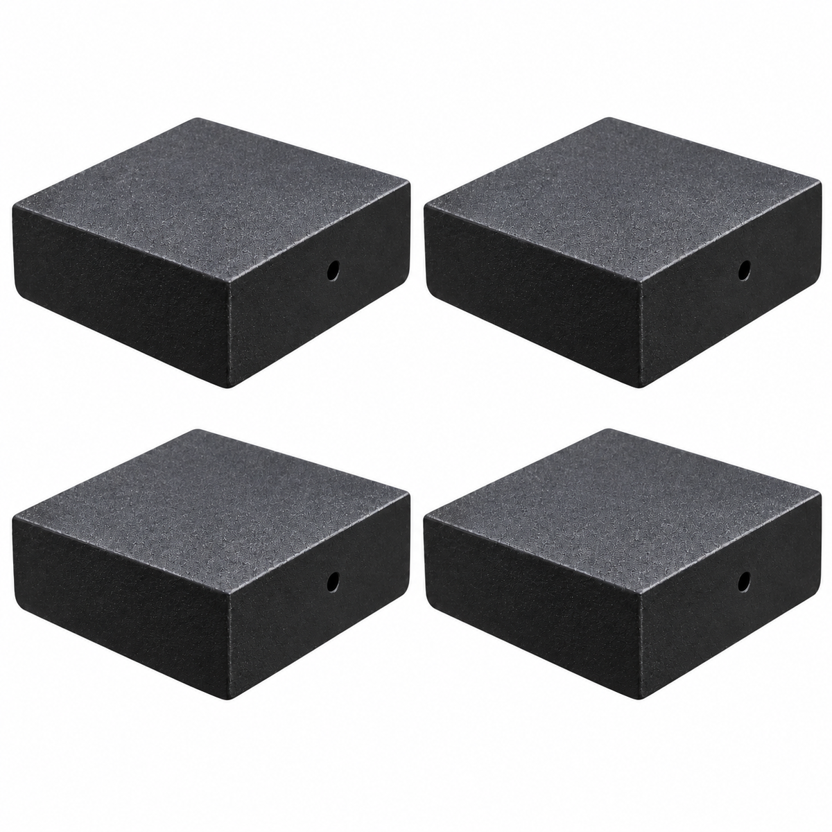 Four black plain ASA post caps for 3.5 by 3.5 inch actual posts