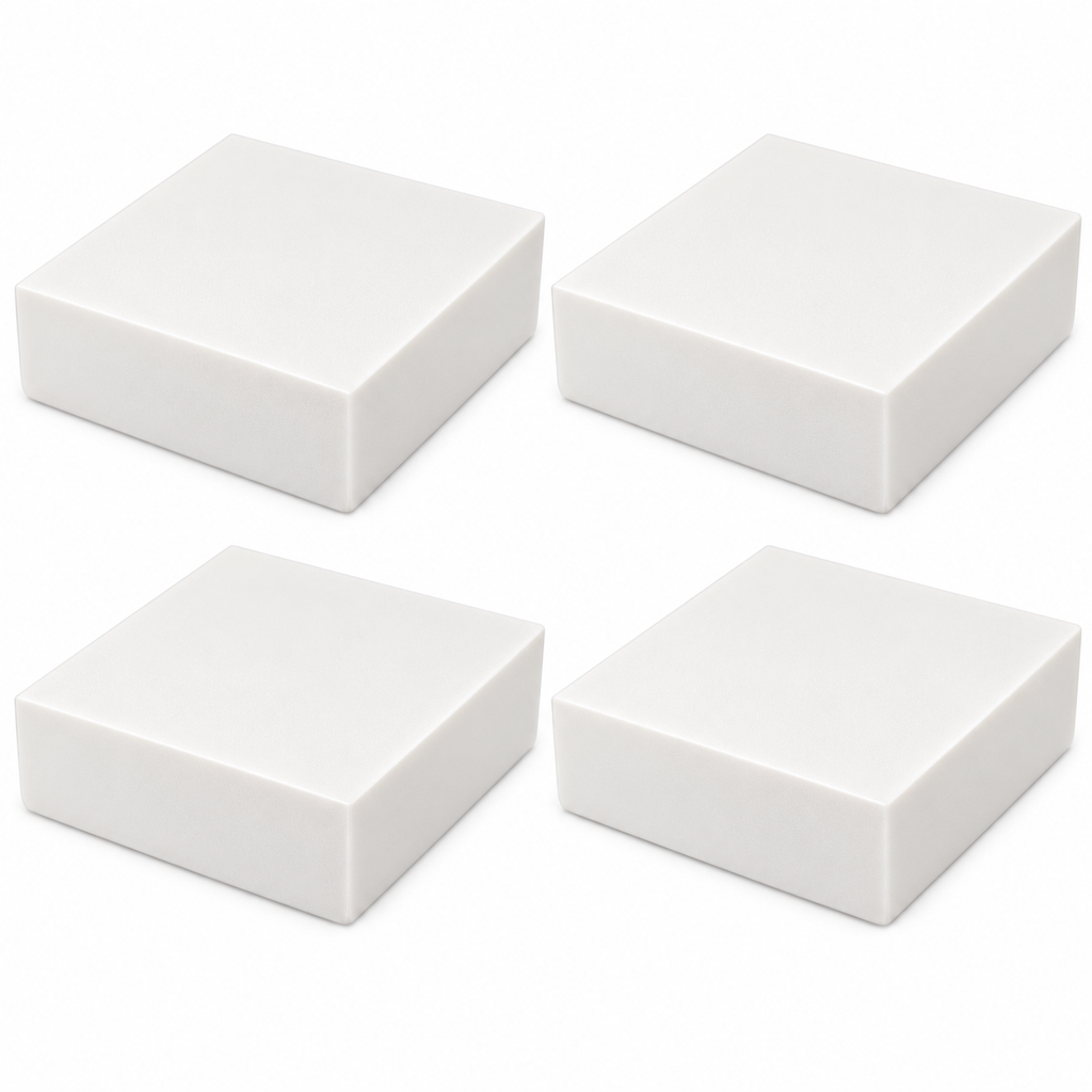 Four white plain ASA post caps for 3.5 by 3.5 inch actual posts