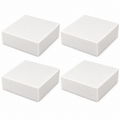 Four white plain ASA post caps for 3.5 by 3.5 inch actual posts