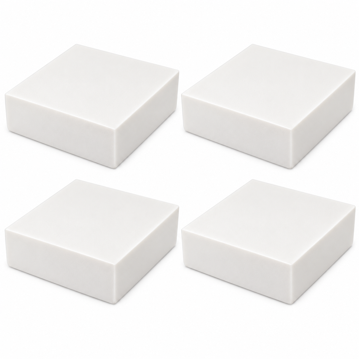 Four white plain ASA post caps for 3.5 by 3.5 inch actual posts