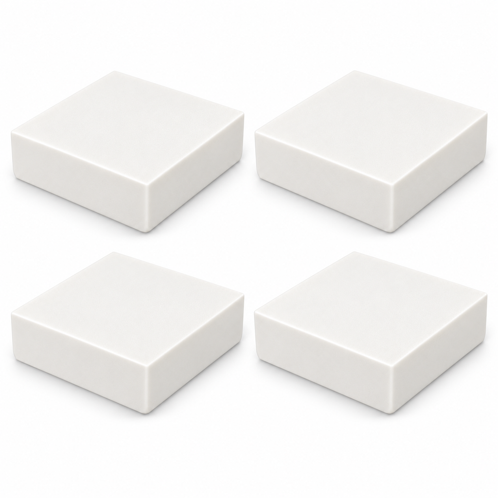 Four white plain ASA post caps for 4.5 by 4.5 inch actual posts