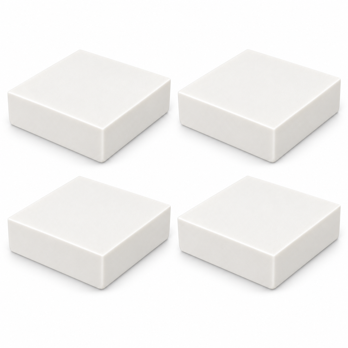 Four white plain ASA post caps for 4.5 by 4.5 inch actual posts