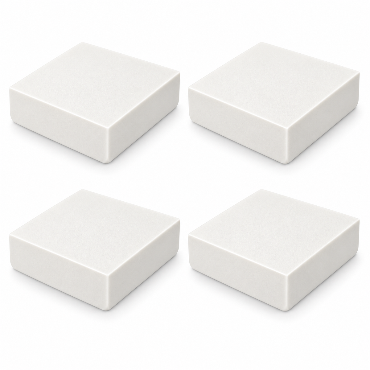 Four white plain ASA post caps for 4 by 4 inch actual posts