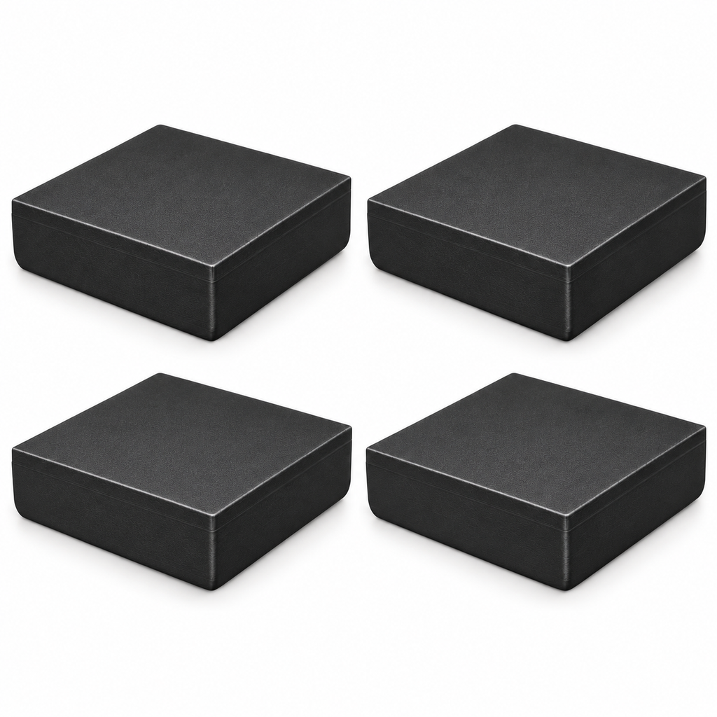 Four black plain ASA post caps for 5.5 by 5.5 inch actual posts
