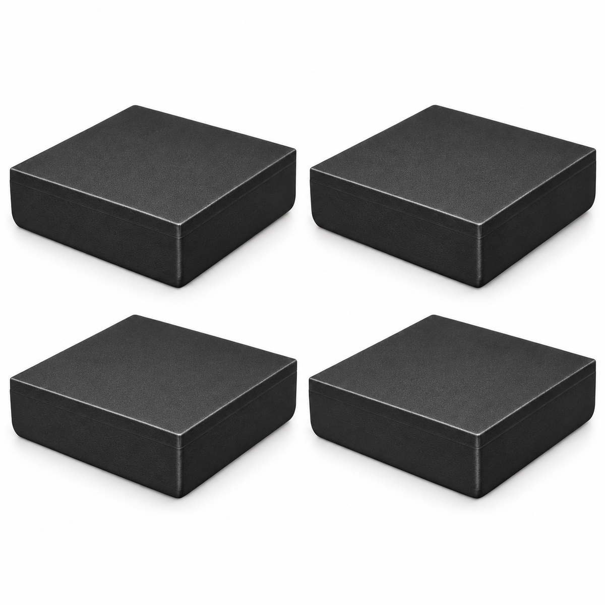 Four black plain ASA post caps for 5.5 by 5.5 inch actual posts