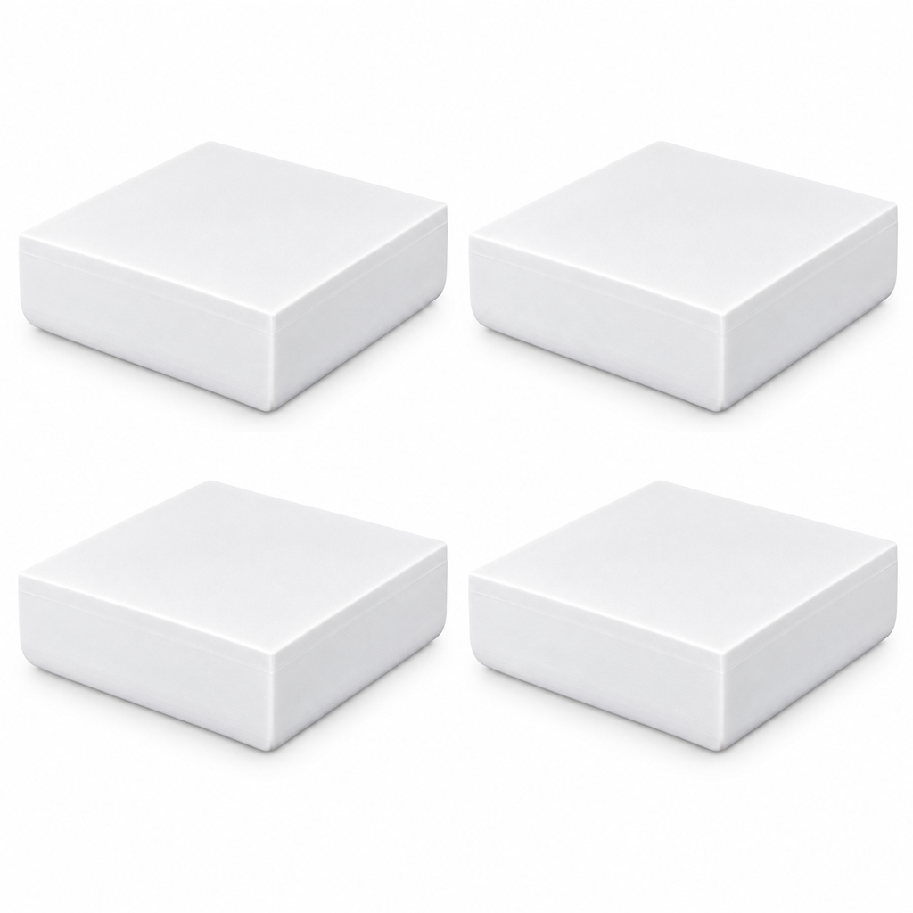 Four white plain ASA post caps for 5.5 by 5.5 inch actual posts
