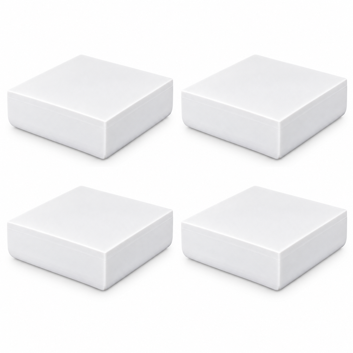 Four white plain ASA post caps for 5.5 by 5.5 inch actual posts
