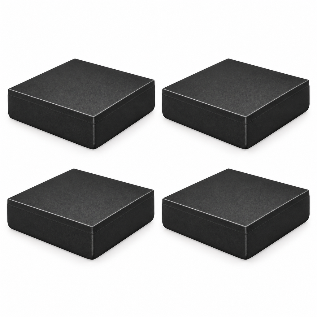 Four black plain ASA post caps for 6 by 6 inch actual posts