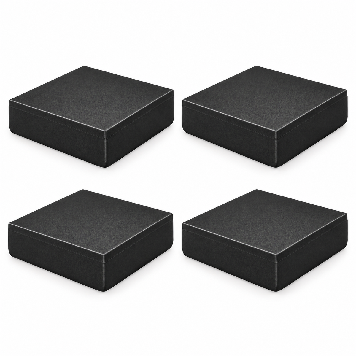 Four black plain ASA post caps for 6 by 6 inch actual posts