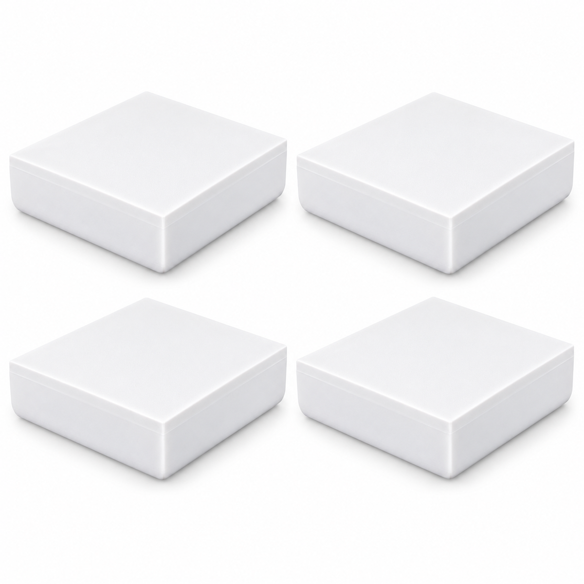 Four white plain ASA post caps for 6 by 6 inch actual posts