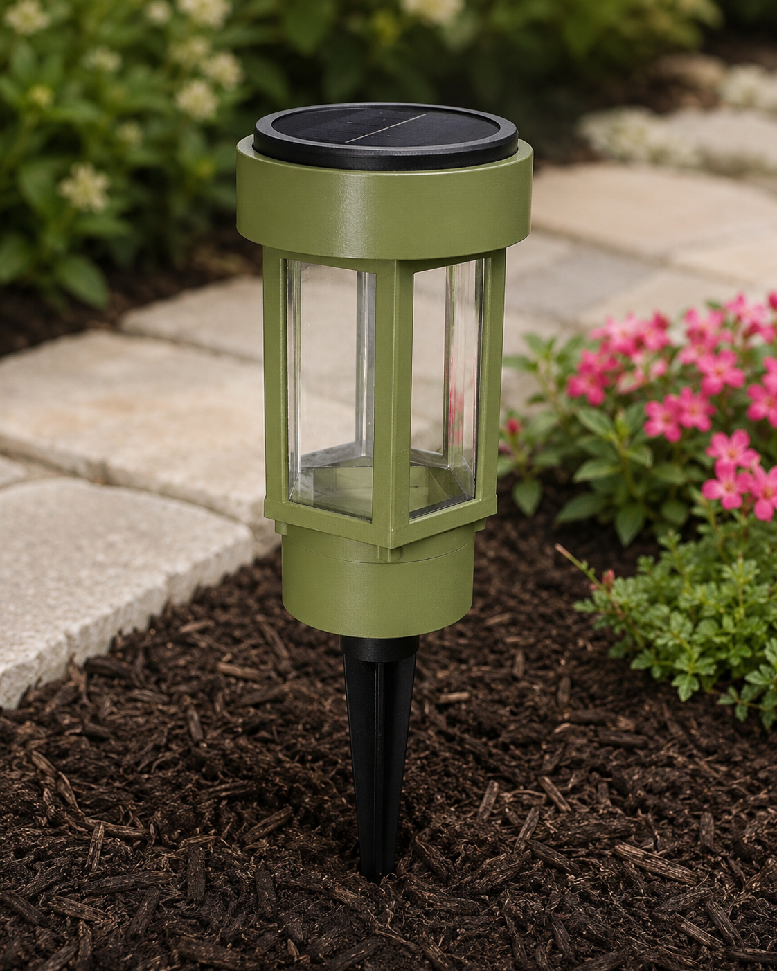 Decorative Clear Glass LED Solar Landscape Light – Natural Green