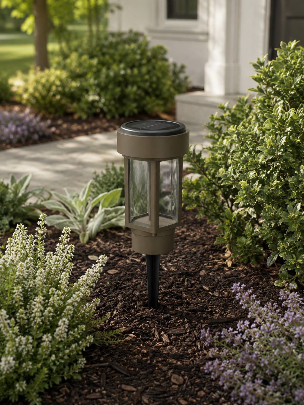 Decorative Clear Glass LED Solar Landscape Light – Olive Brown