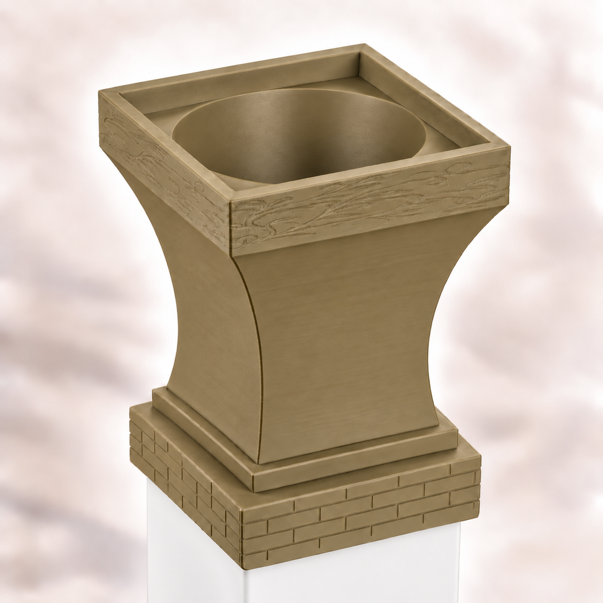 4x4 Post Cap Planter – Olive Brown – Brick Base - 4x4 Post Size