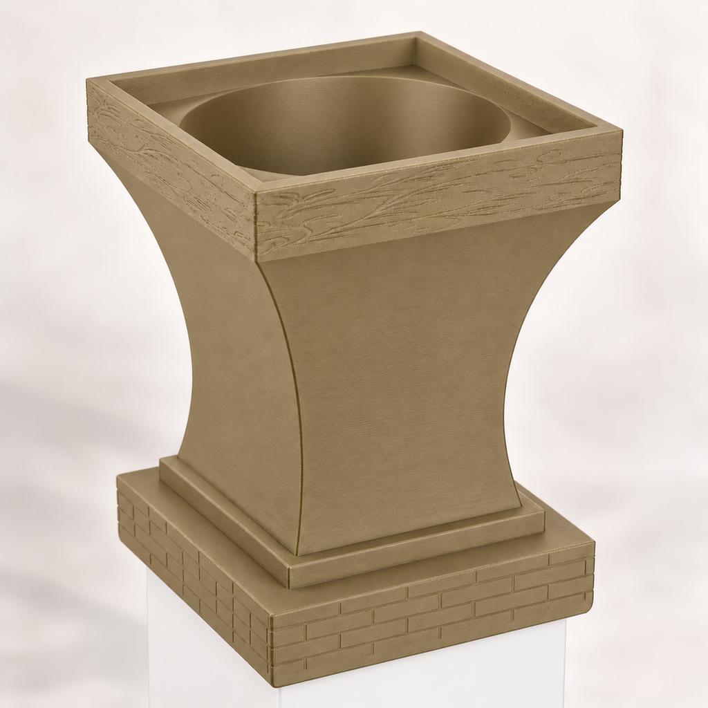 6x6 Post Cap Planter – Olive Brown – Brick Base 6x6 Post Size