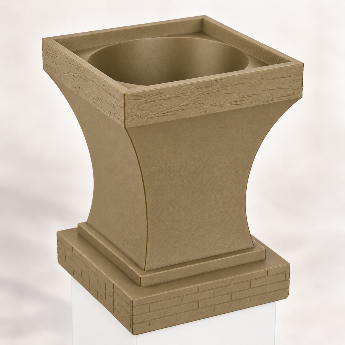 6x6 Post Cap Planter – Olive Brown – Brick Base 6x6 Post Size