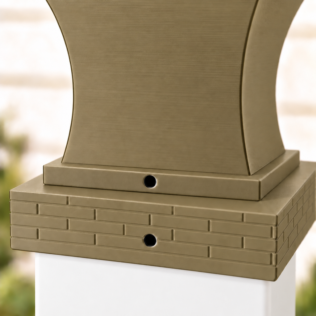 4x4 Post Cap Planter – Olive Brown – Brick Base - 4x4 Post Size