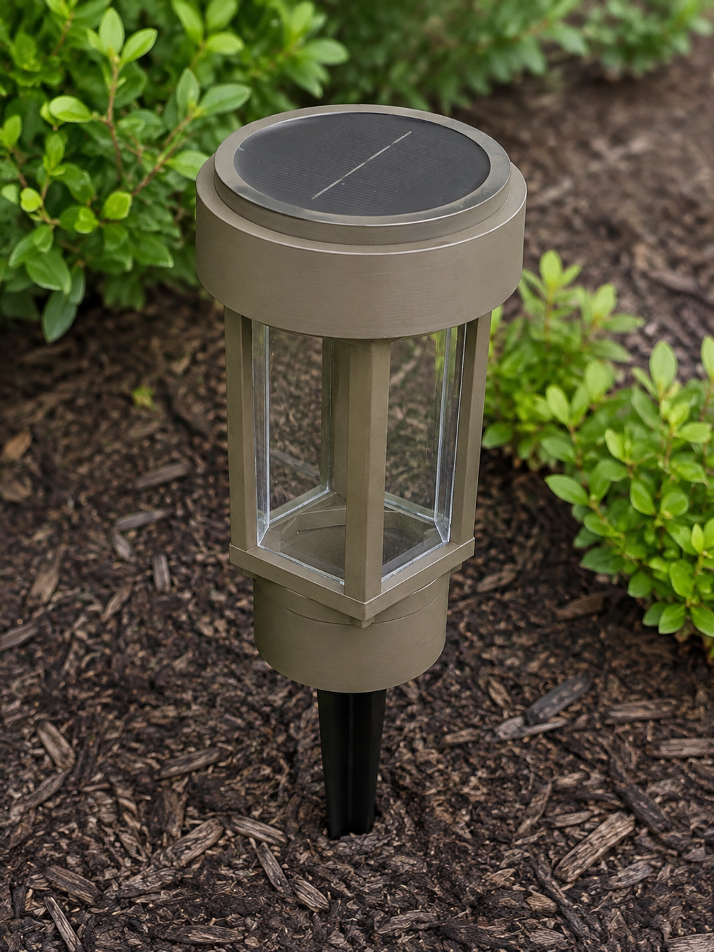 Decorative Clear Glass LED Solar Landscape Light – Olive Brown