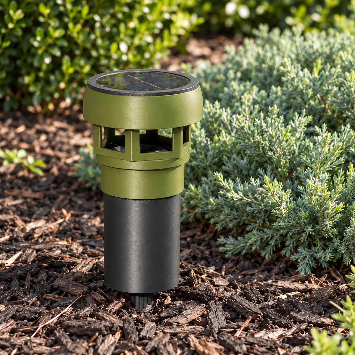 Decorative Solar LED Landscape Light with 3-Inch Riser – Natural Green