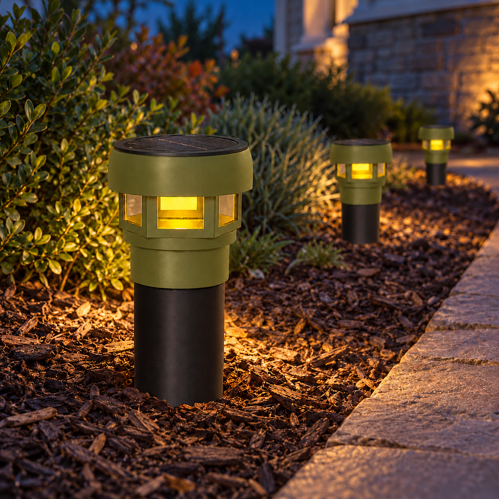 Decorative Solar LED Landscape Light with 3-Inch Riser – Natural Green