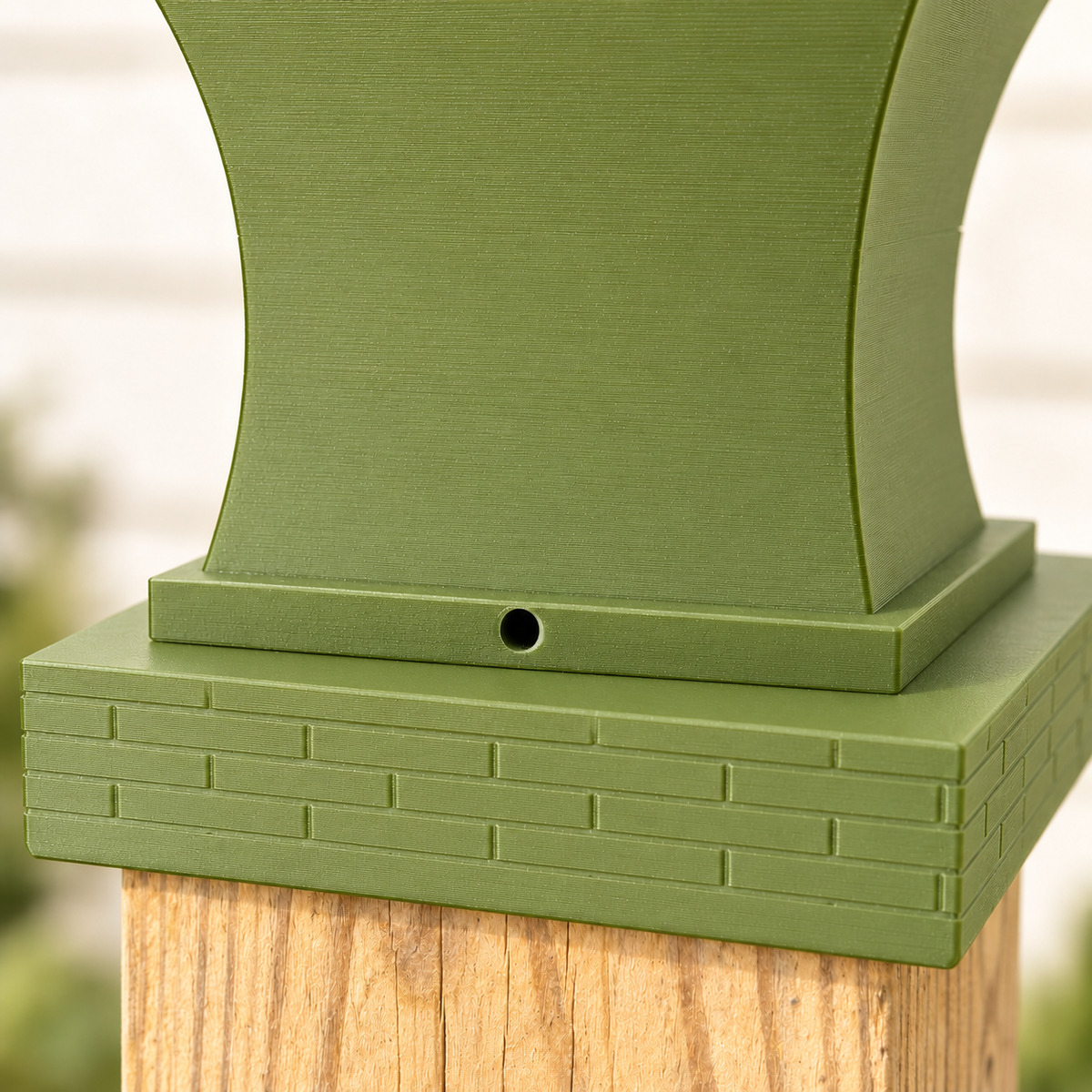 6x6 Post Cap Planter – Natural Green – Brick Base 5.5x5.5 Post Size