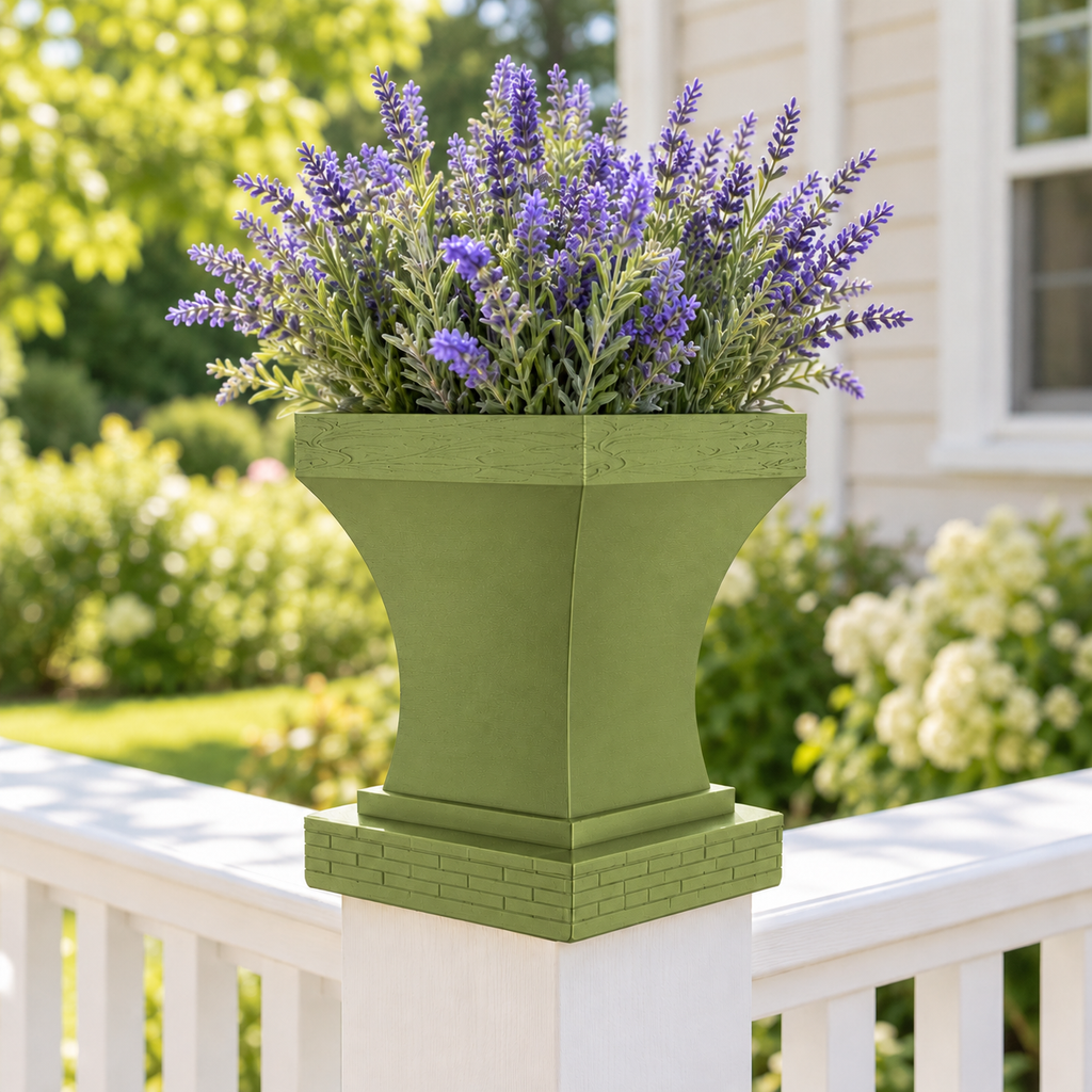 6x6 Post Cap Planter – Natural Green – Brick Base 6x6 Post Size
