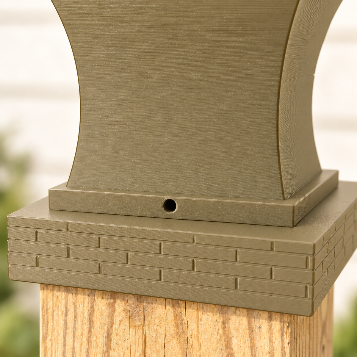 6x6 Post Cap Planter – Olive Brown – Brick Base 5.5x5.5 Post Size