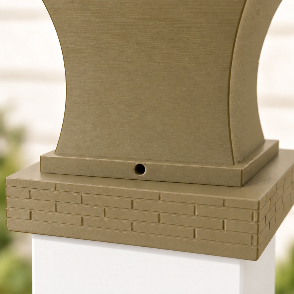 6x6 Post Cap Planter – Olive Brown – Brick Base 6x6 Post Size